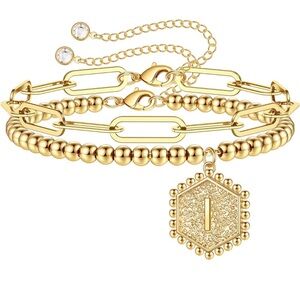 DAINTY GOLD  INTIAL LETTER BRACELET | I | *NWT*